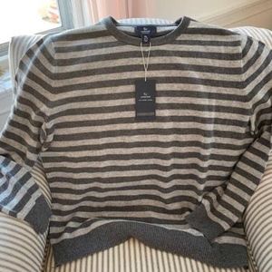 Lands End Charcoal Striped Cashmere Sweater NWT